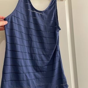 Navy with Sheer Lines Athleta Workout Swing Top